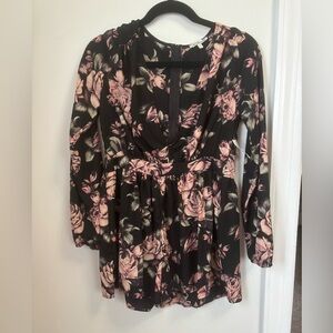 Charlotte Russe Romper - Black Floral